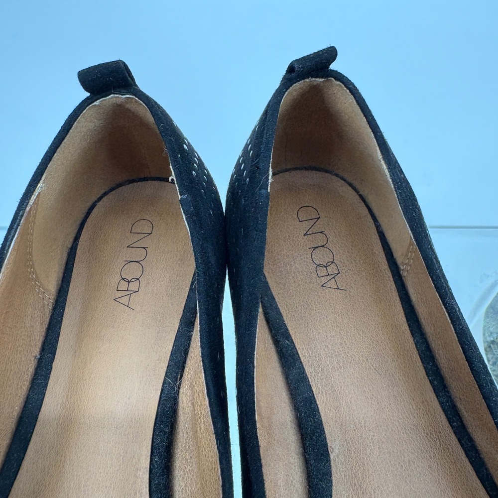 ABound Embellished Flat Shoes Round Toe Slip‎ On Faux Suede Black Womens Size 7 - Picture 5 of 9